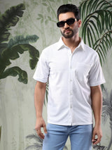 Kotty Men Spread Collar Textured Casual Shirt
