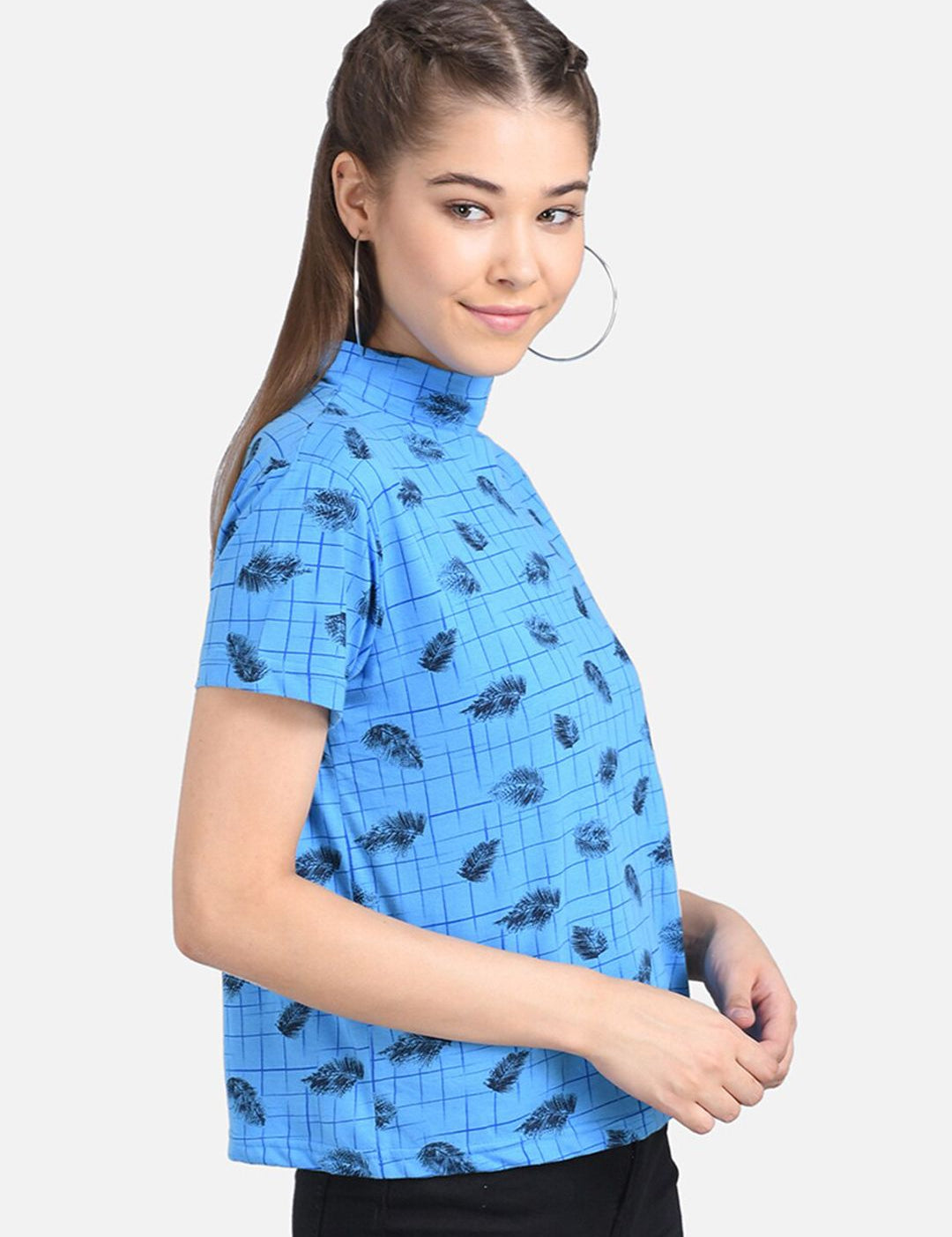 Kotty Women Blue Printed Pure Cotton Top