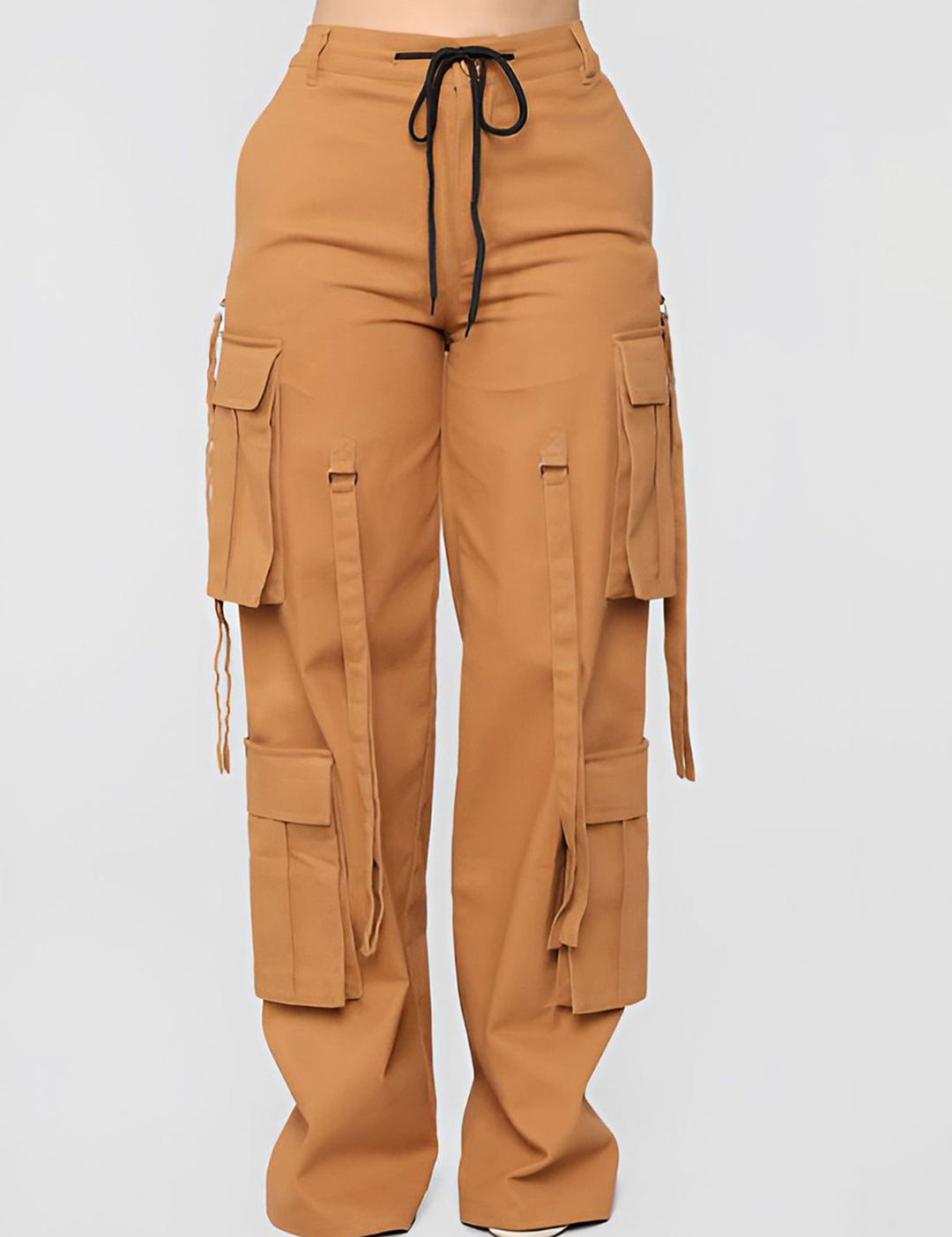 Kotty Women Relaxed Straight Fit Mid-Rise Easy Wash Cargos Trousers