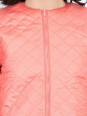 Kotty Women Pink Self Design Quilted Jacket