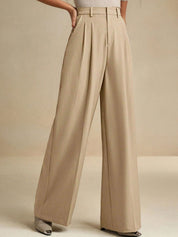 Kotty Women High-Rise  Wide-Leg Pleated Korean Pants Trousers