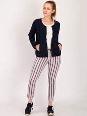 Kotty Women Blue Self Design Open Front Jacket