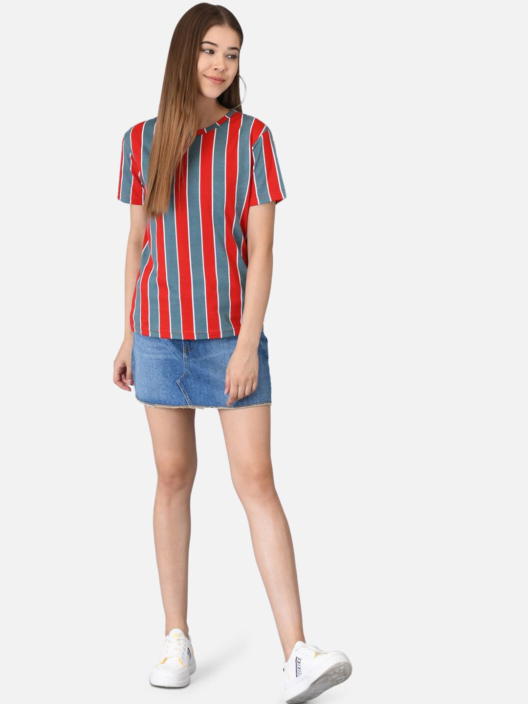 Kotty Women Pack of 2 Striped V-Neck T-shirts