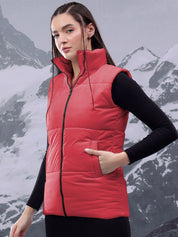 Kotty Women Mock Collar Solid Casual Puffer Insulator Jacket
