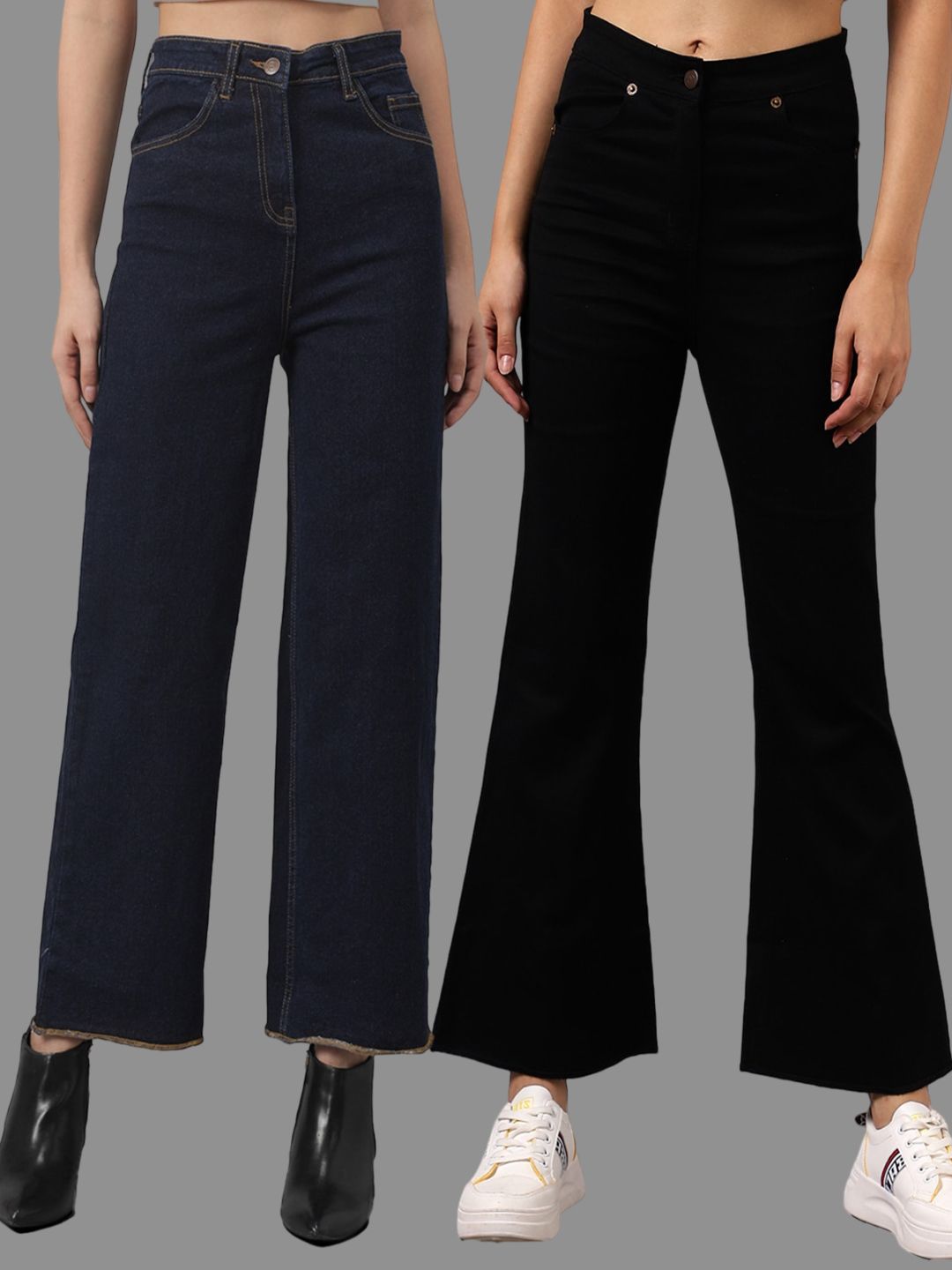 Kotty Women Pack Of 2 Flared High-Rise Dark Shade Stretchable Jeans