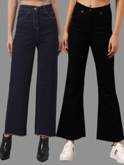 Kotty Women Pack Of 2 Flared High-Rise Dark Shade Stretchable Jeans