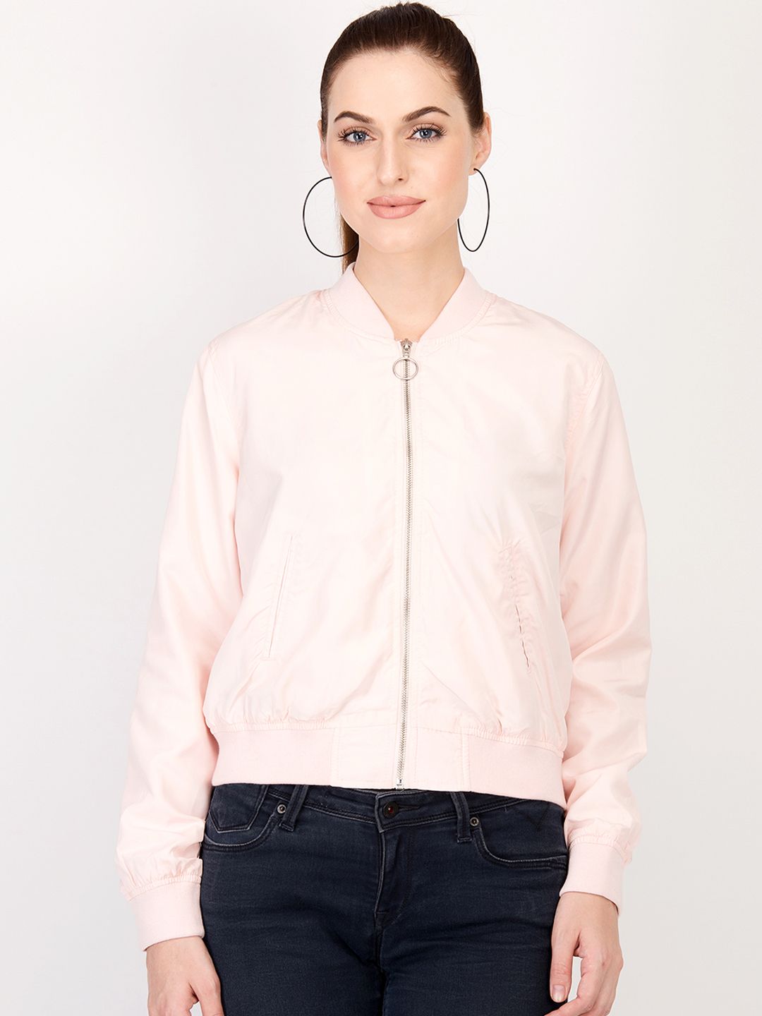Kotty Women Pink Solid Insulator Bomber Jacket