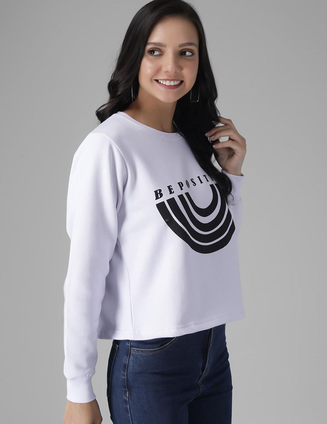Kotty Women White Striped Sweatshirt