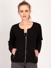 Kotty Women Black Self Design Open Front Jacket