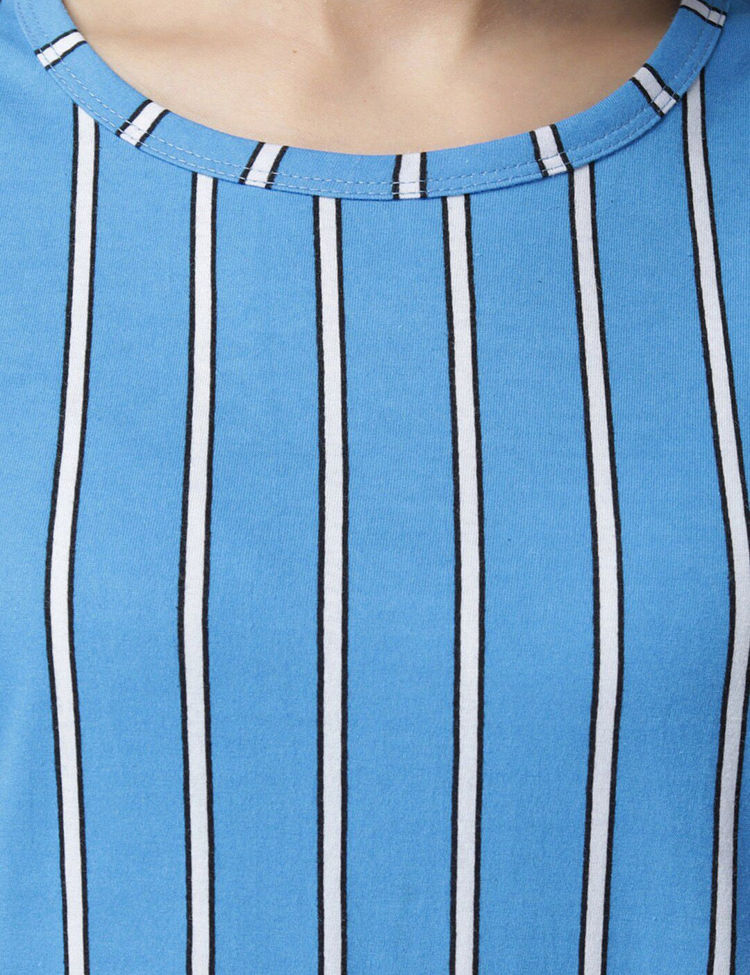 Kotty Women Blue & White Striped Night suit