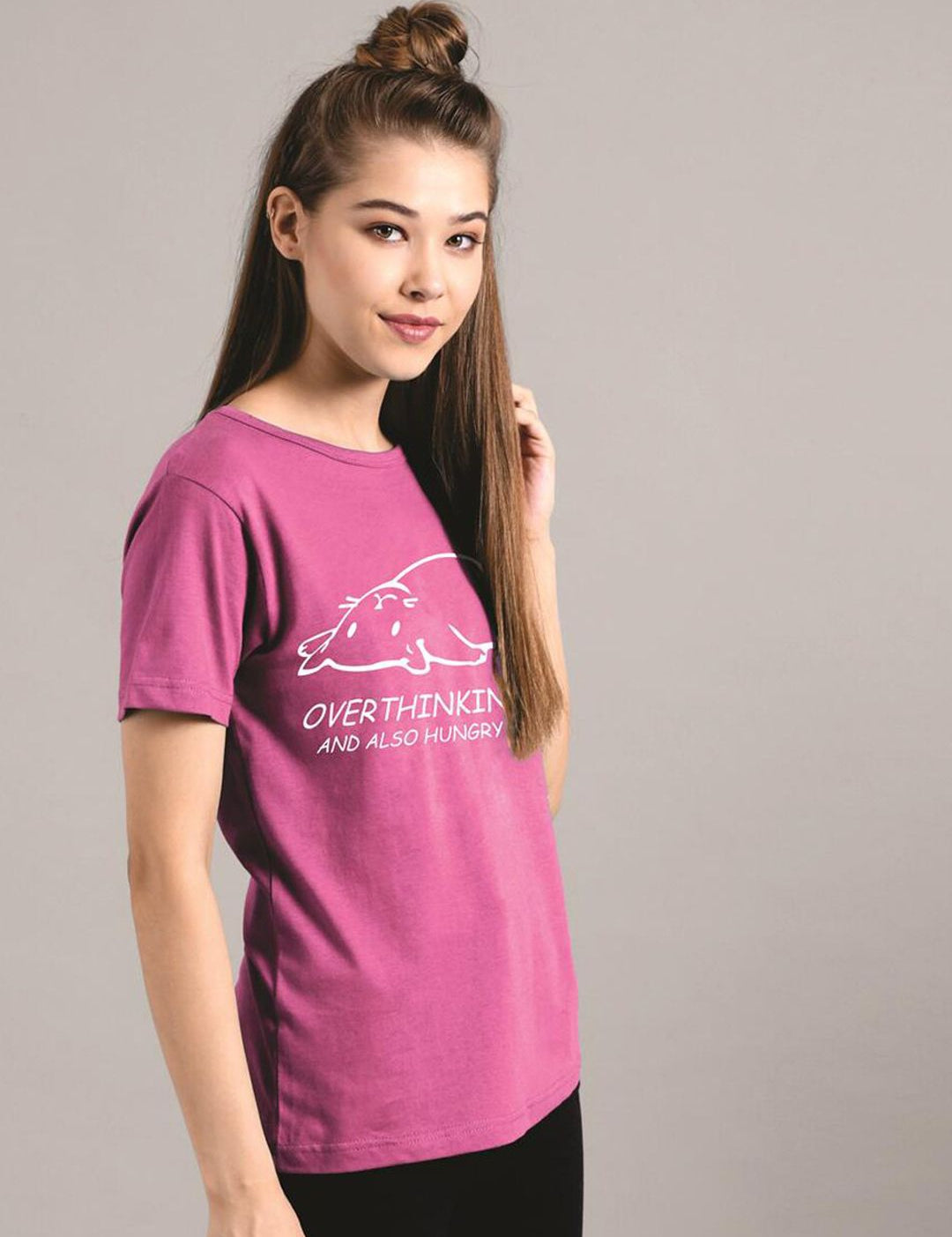 Kotty Women Purple Printed Round Neck T-shirt