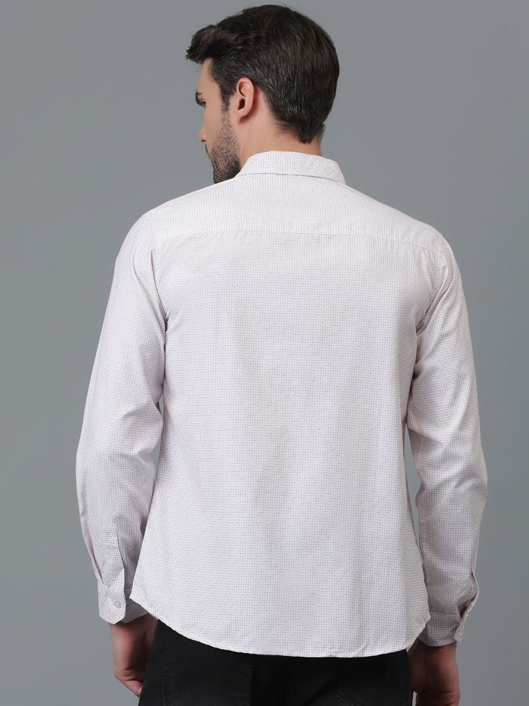 Kotty White Micro Ditsy Printed Spread Collar Casual Shirt