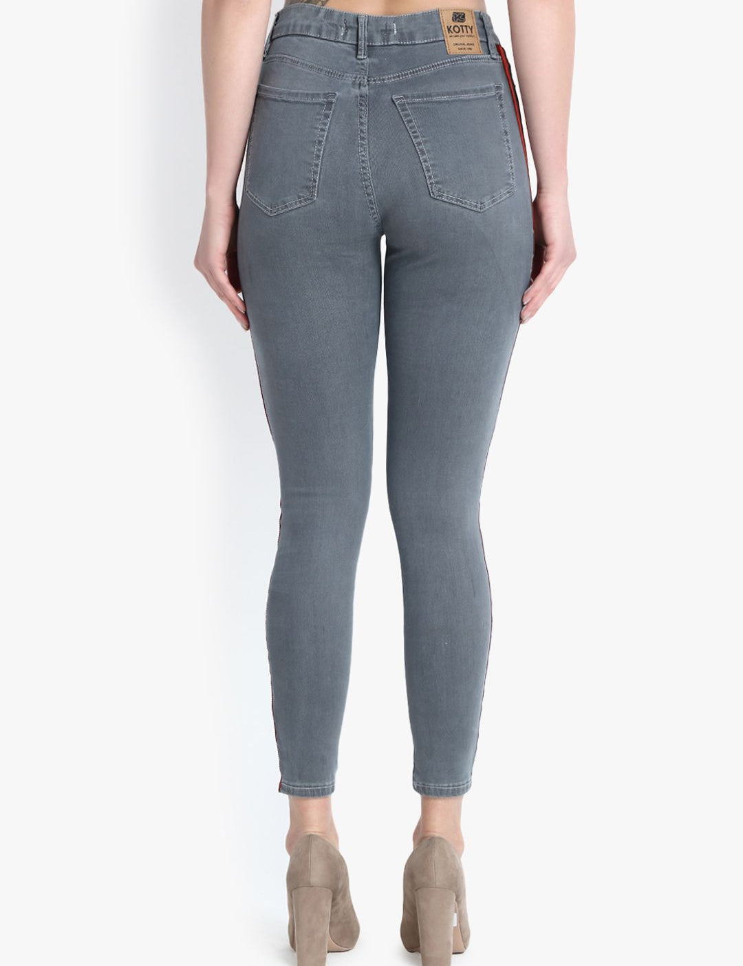 Kotty Women Grey Skinny Fit High-Rise Clean Look Jeans