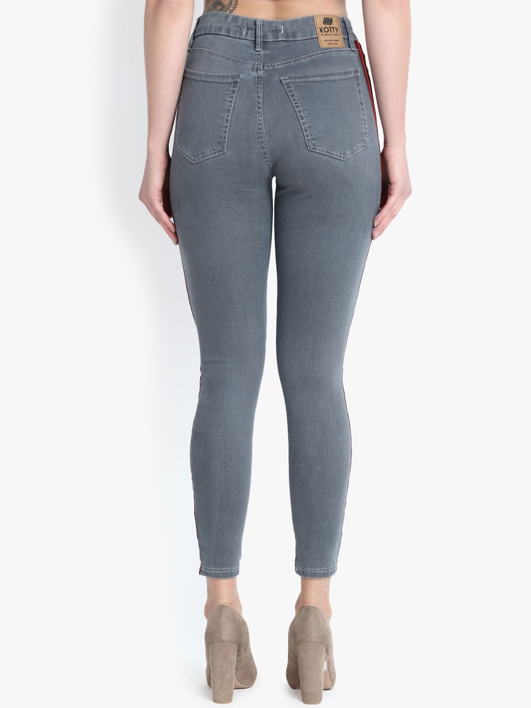 Kotty Women Grey Skinny Fit High-Rise Clean Look Jeans