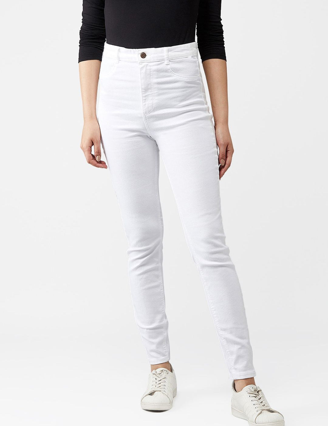 Kotty Women White Skinny Fit High-Rise Clean Look Jeans