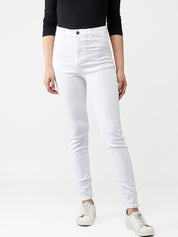 Kotty Women White Skinny Fit High-Rise Clean Look Jeans