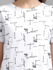 Kotty Women White Printed Night suit