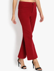 Kotty Women Maroon Flared High-Rise Clean Look Stretchable Jeans