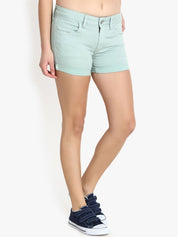Kotty Women Blue Solid Regular Fit Denim Shorts