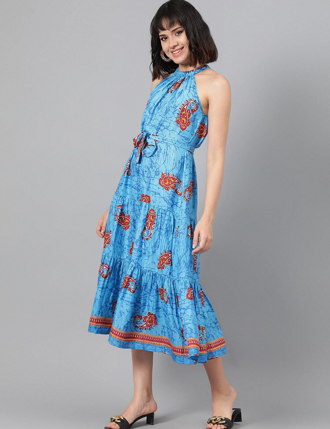 Kotty Multicoloured Floral Print Fit & Flare Midi Dress