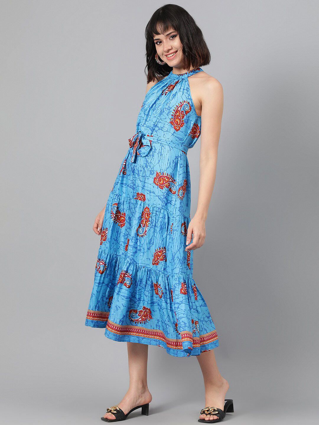 Kotty Multicoloured Floral Print Fit & Flare Midi Dress