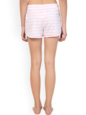 Kotty Women Pink & White Striped Lounge Shorts