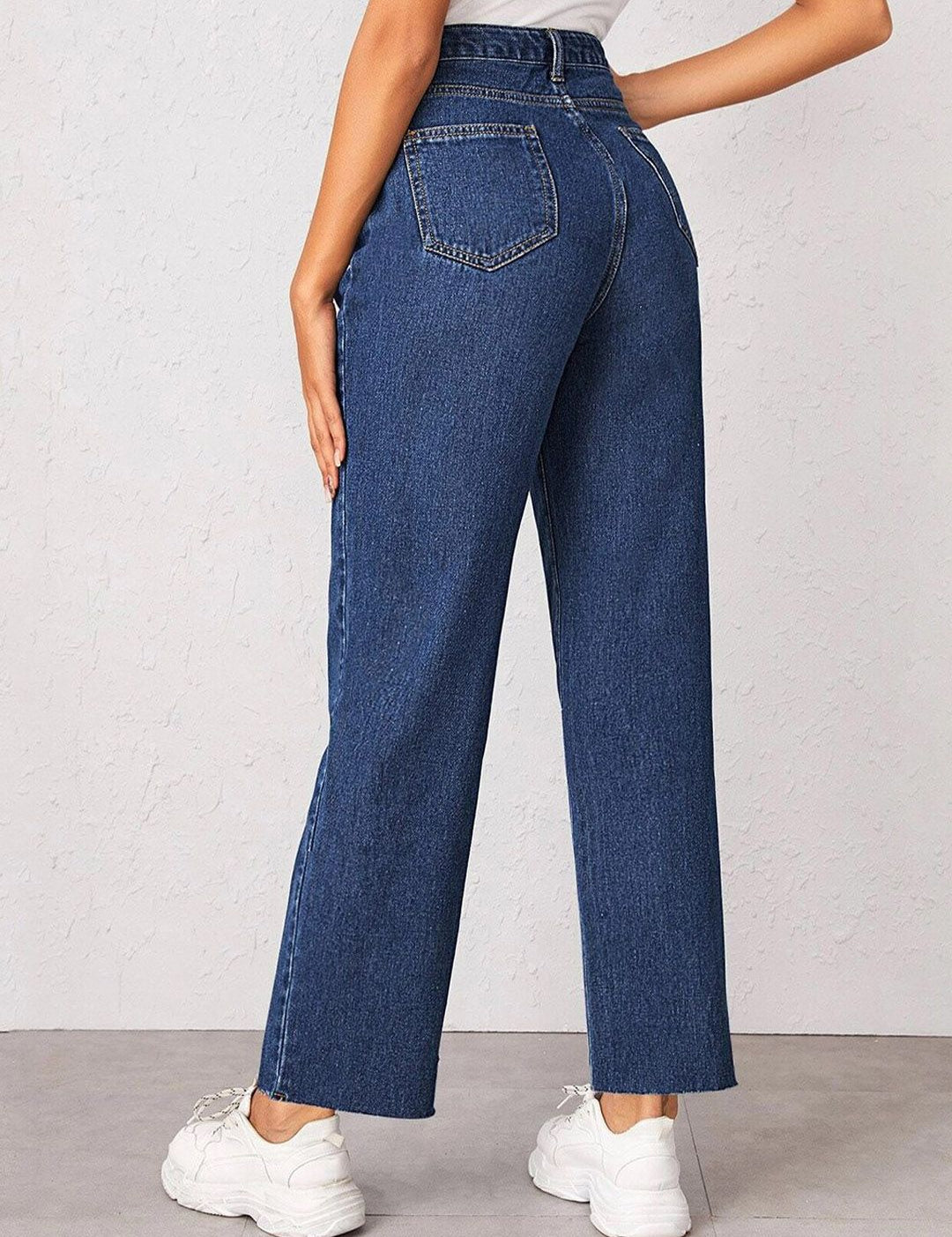 Kotty Women Navy Blue Jean Straight Fit High-Rise Stretchable Jeans