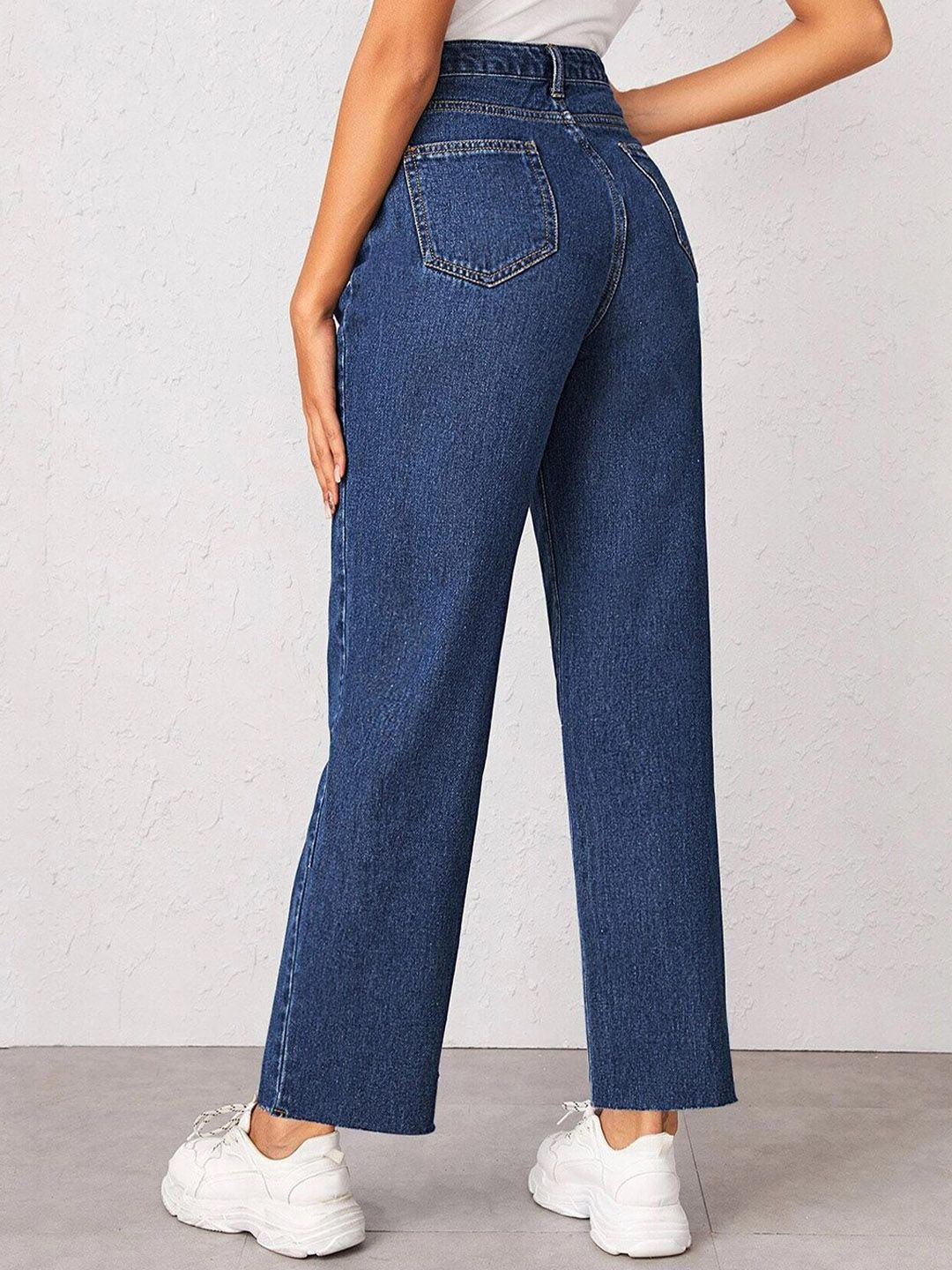 Kotty Women Navy Blue Jean Straight Fit High-Rise Stretchable Jeans