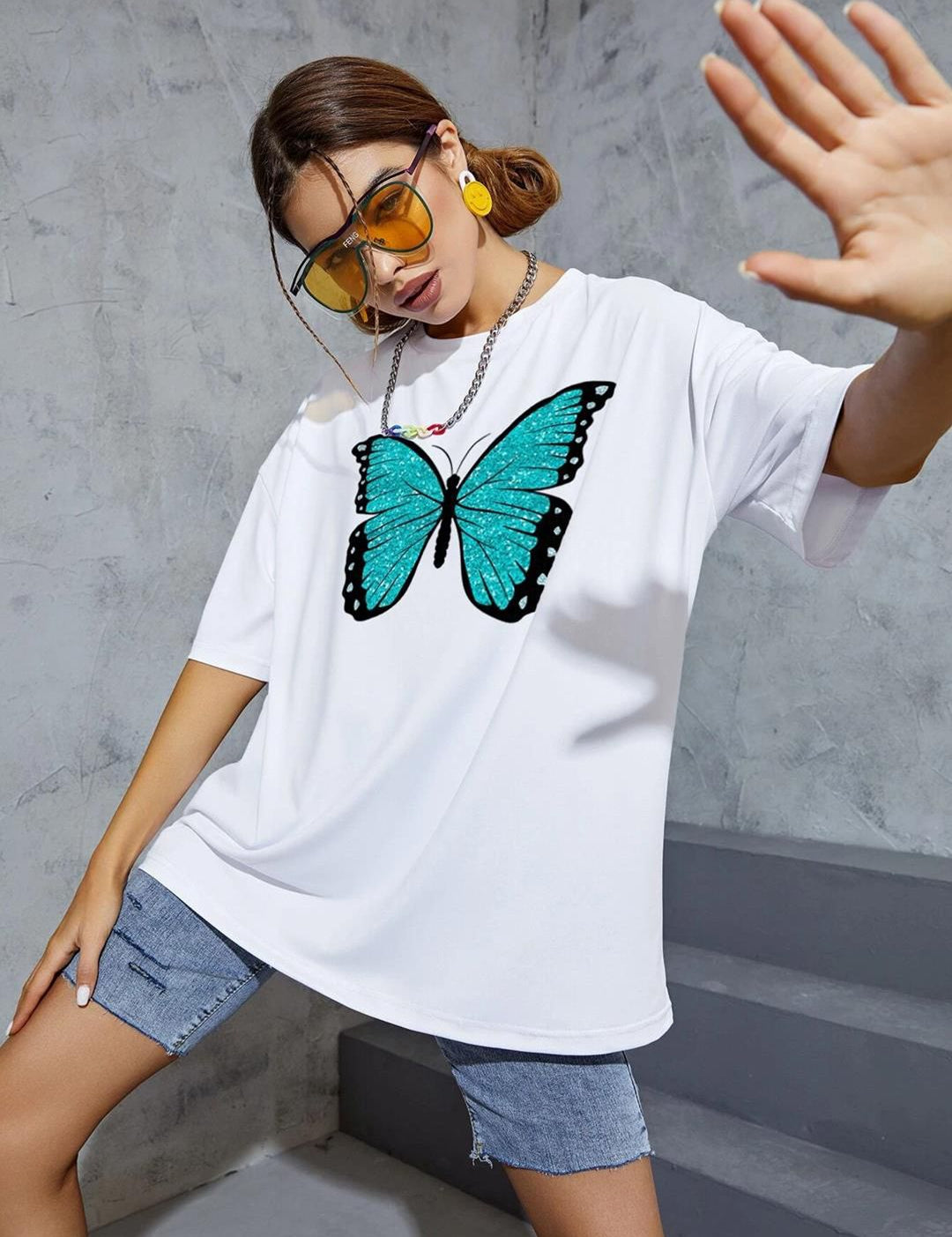 Kotty Graphic Printed Drop Shoulder Sleeves Oversize Fit T-shirt