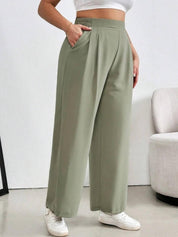 CURVE BY KOTTY Women Relaxed Straight Leg High-Rise Trousers