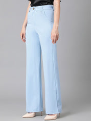 KOTTY BIZwear Women Relaxed Straight Leg High-Rise Easy Wash Straight Fit Trousers