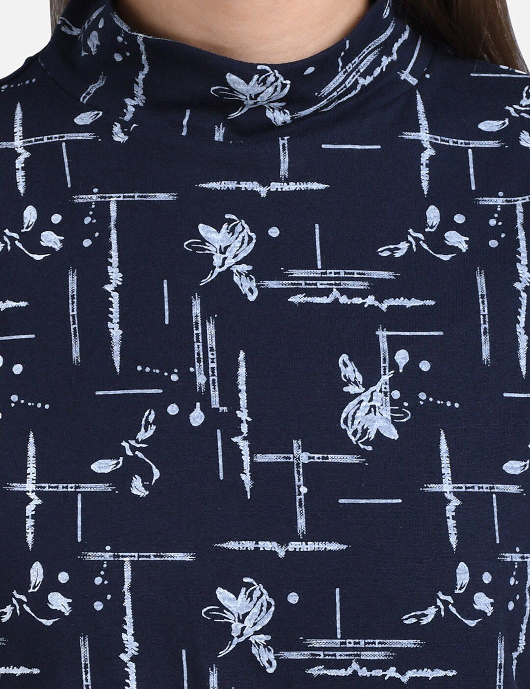 Kotty Women Blue Printed Pure Cotton Top