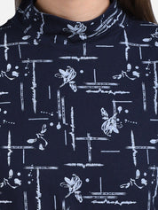 Kotty Women Blue Printed Pure Cotton Top