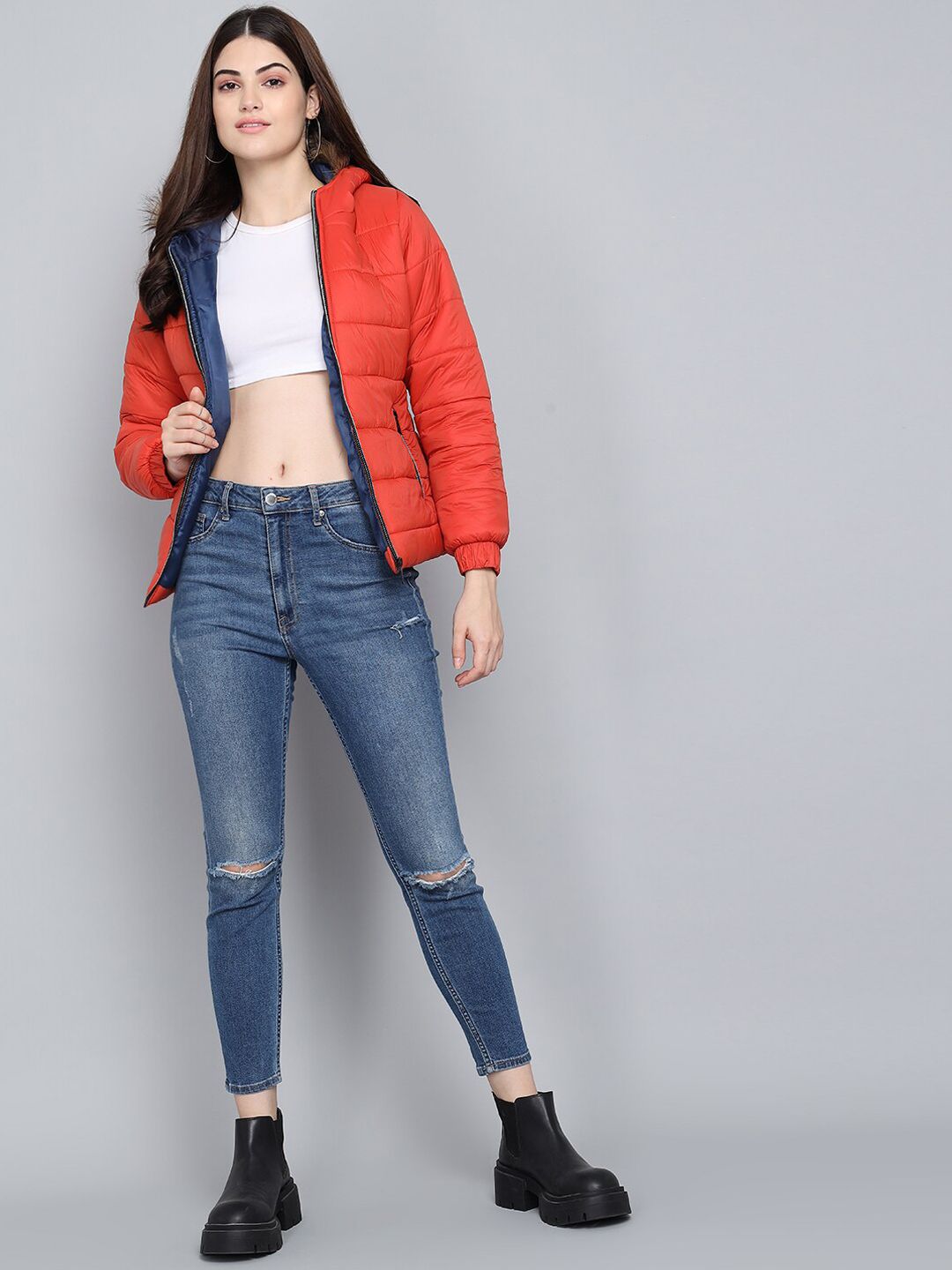 Kotty Women Orange Outdoor Puffer Jacket