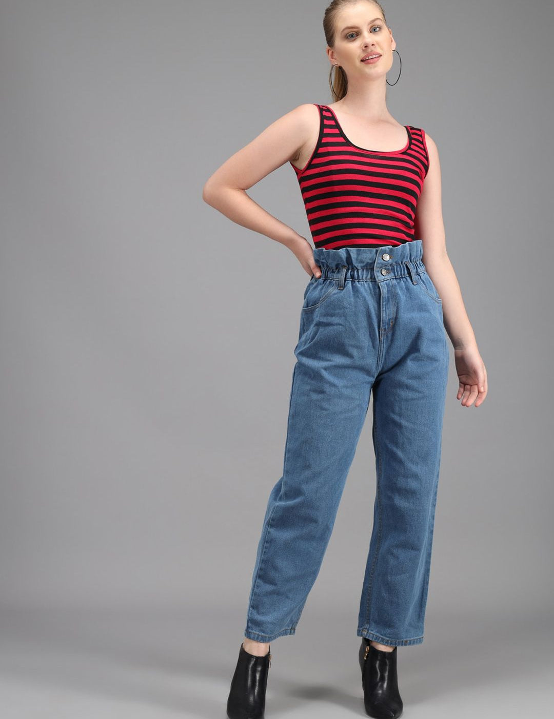 Kotty Women Blue Boyfriend Fit High-Rise Jeans