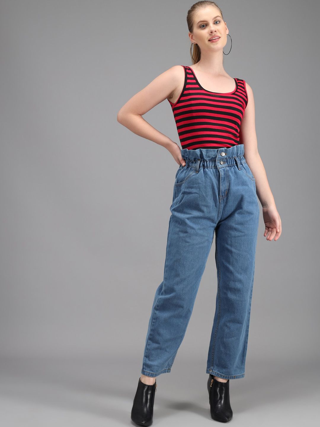 Kotty Women Blue Boyfriend Fit High-Rise Jeans