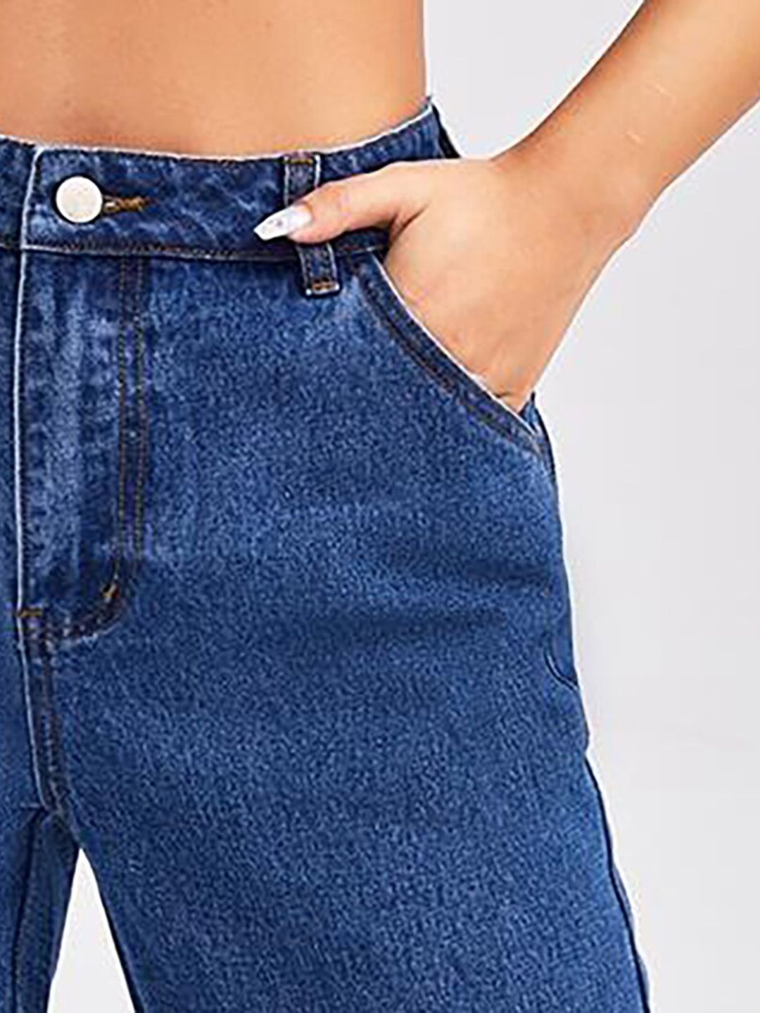 Kotty Women Blue Jean Straight Fit High-Rise Slash Knee Stretchable Jeans