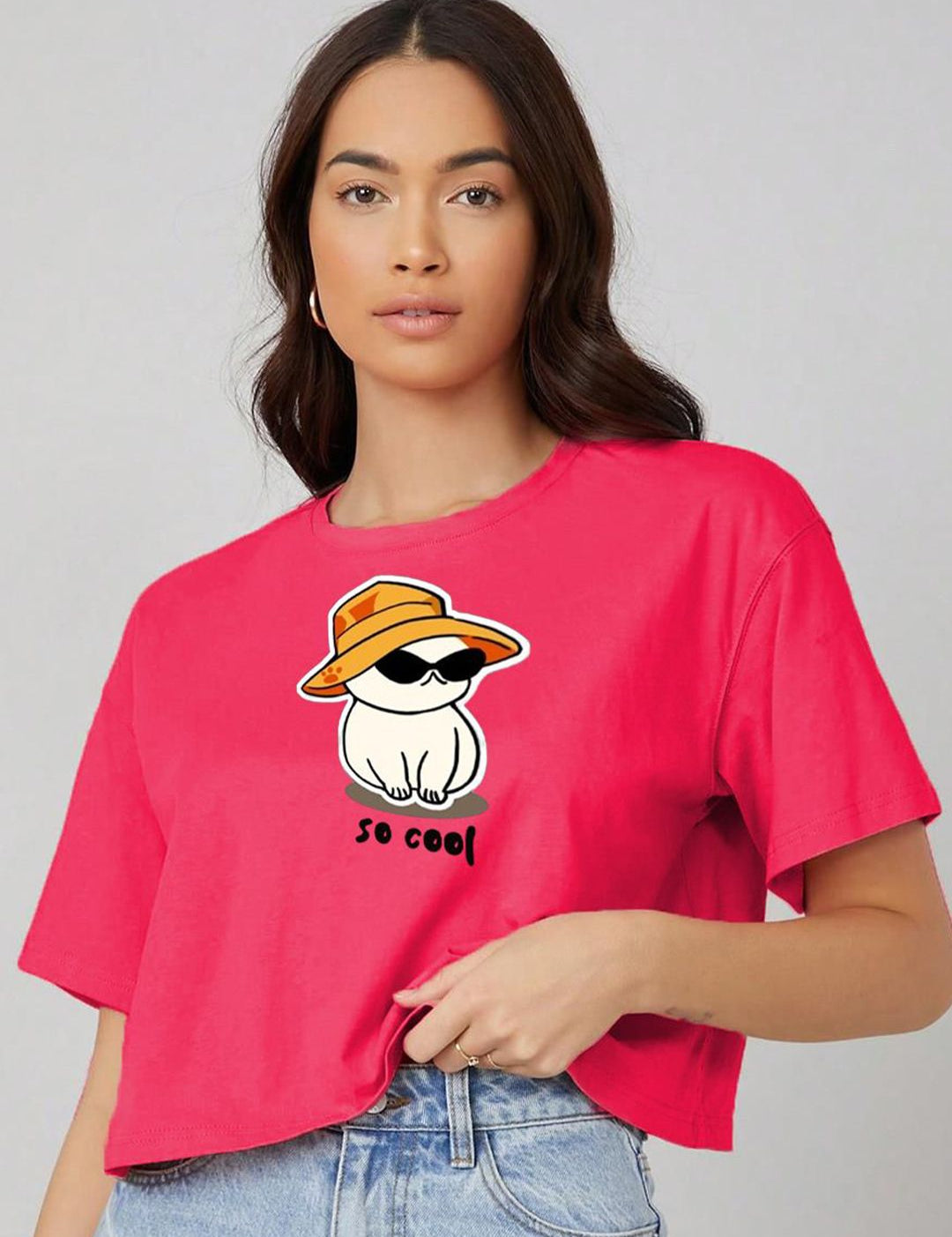 Kotty Graphic Printed Drop-Shoulder Sleeves T-shirt