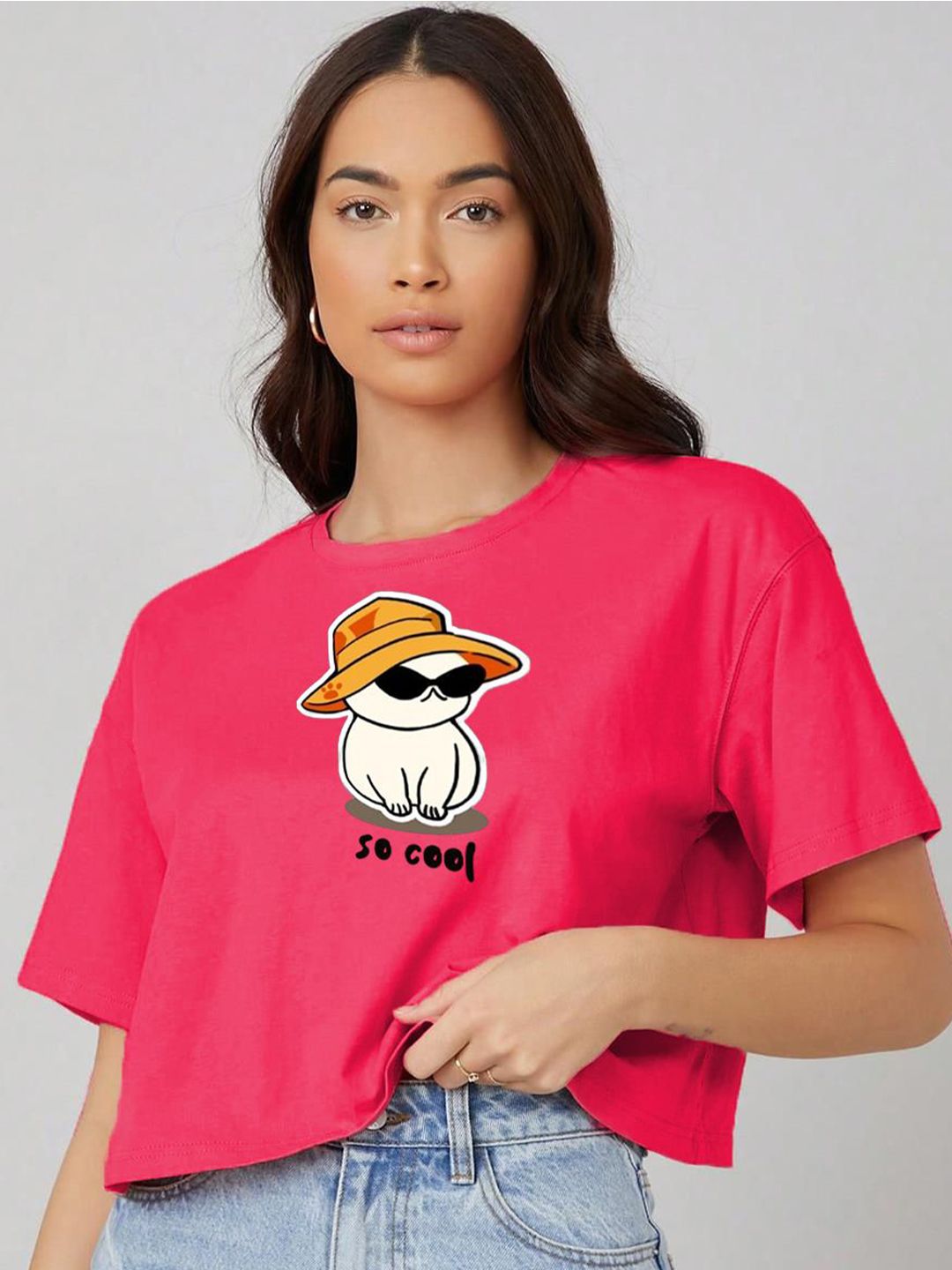 Kotty Graphic Printed Drop-Shoulder Sleeves T-shirt