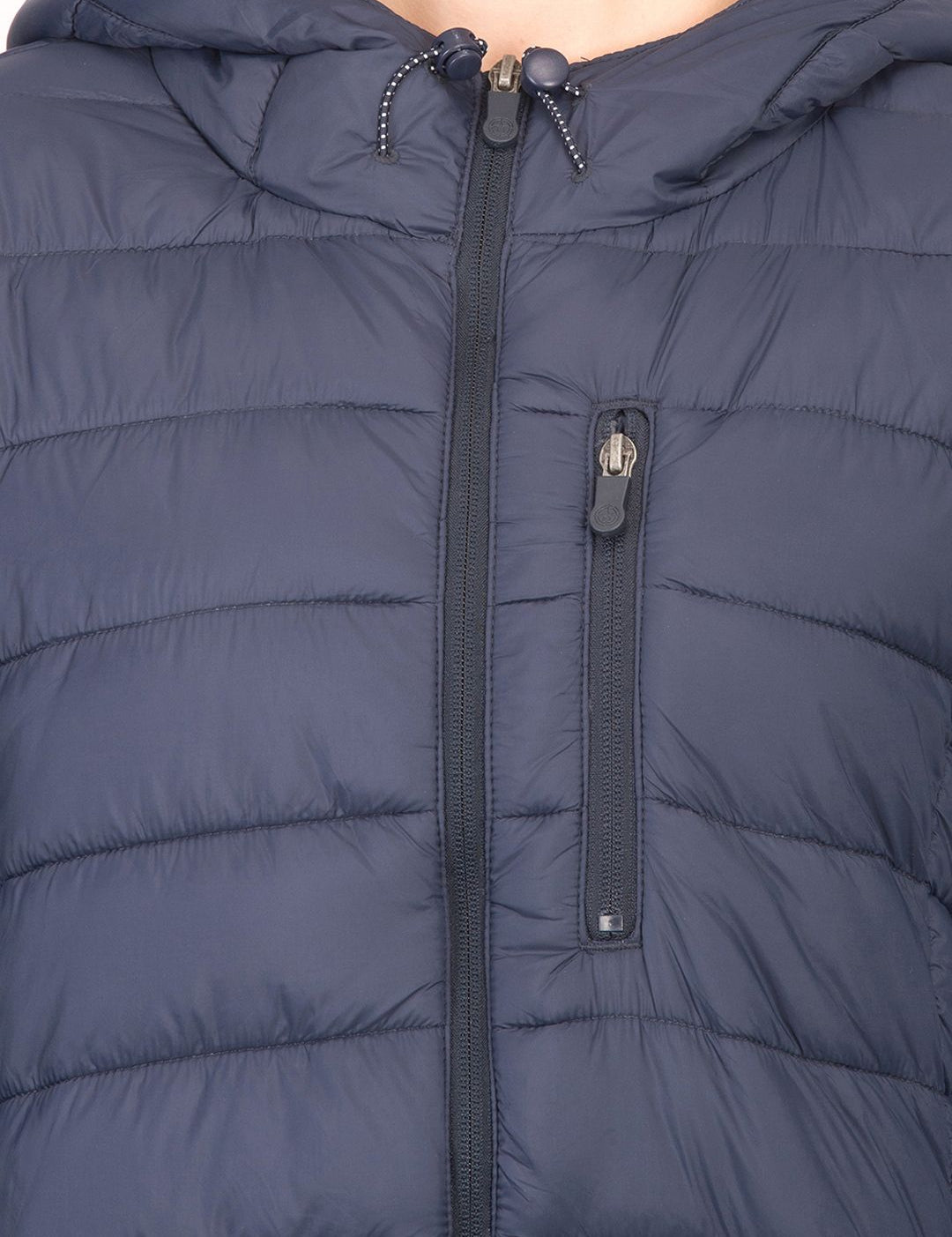 Kotty Women Navy Blue Solid Insulator Hooded Puffer Jacket