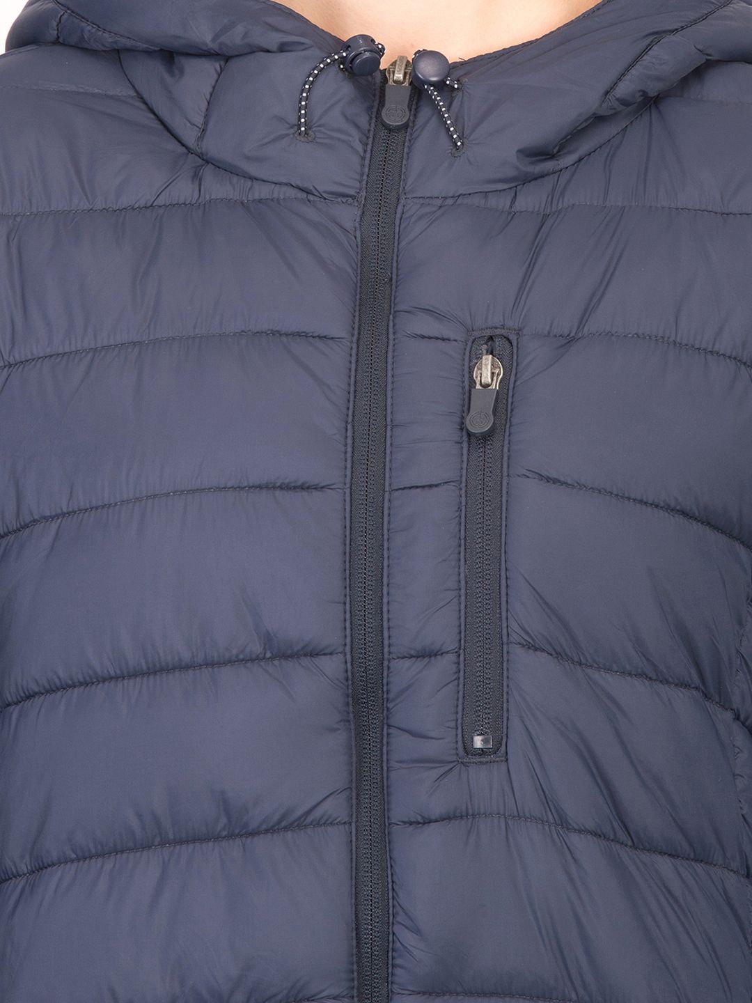 Kotty Women Navy Blue Solid Insulator Hooded Puffer Jacket