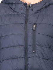 Kotty Women Navy Blue Solid Insulator Hooded Puffer Jacket