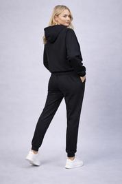 KOTTY Women's Black Hooded Hoodie Jogger Tracksuit Set Casual