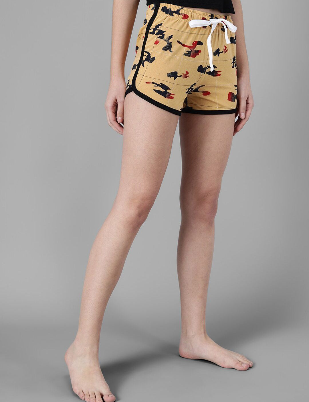 Kotty Women Yellow Printed Lounge Shorts
