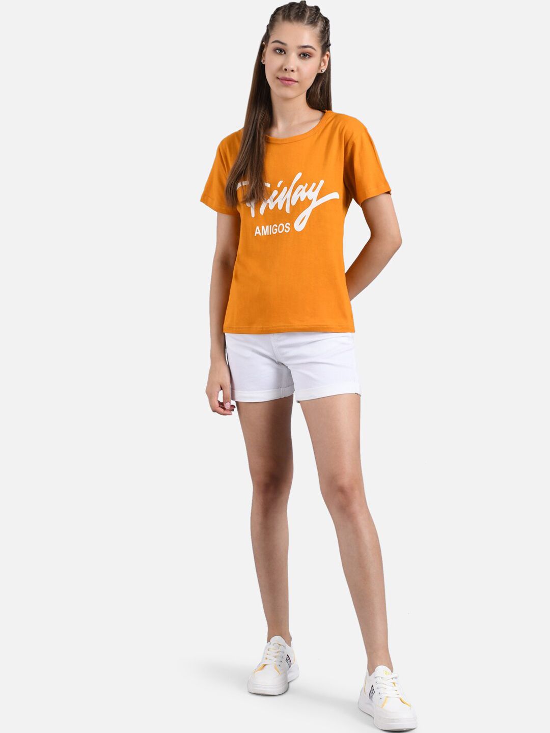 Kotty Women Pink Printed Round Neck T-shirt