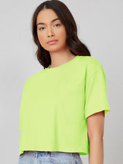 KOTTY Basics Women Solid Round Neck  Oversized T-shirt