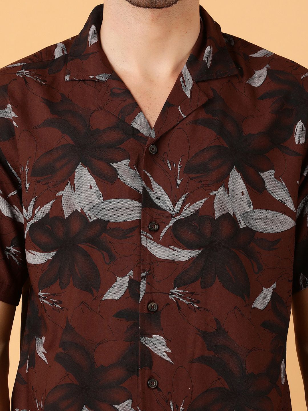 Kotty Men Relaxed Spread Collar Graphic Printed Cotton Casual Shirt