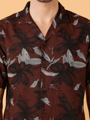 Kotty Men Relaxed Spread Collar Graphic Printed Cotton Casual Shirt