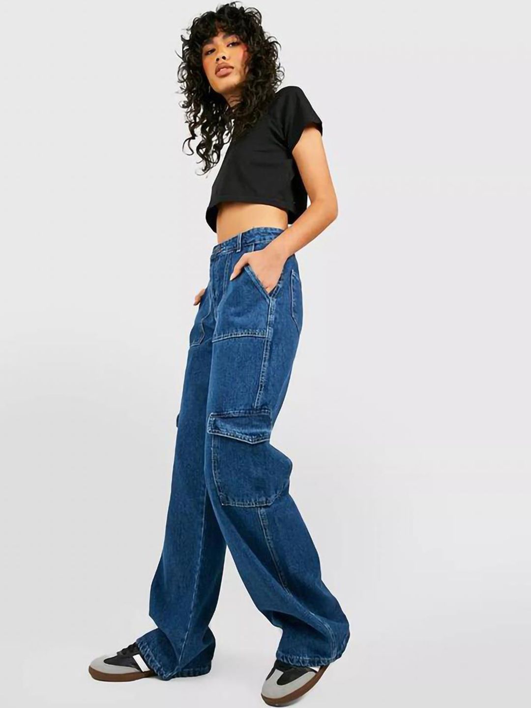 Kotty Women Blue Jean Straight Fit High Rise Clean Look Stretchable Jeans