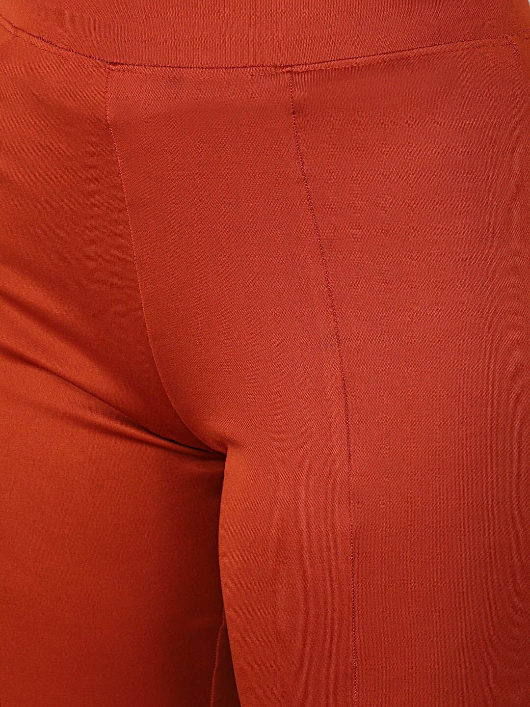 Kotty Women Orange Flared High Rise Bootcut Trousers